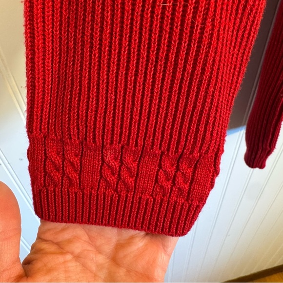 Talbots Women’s Red 100% Cotton Knit Button Down Cardigan Size Medium - Picture 4 of 11